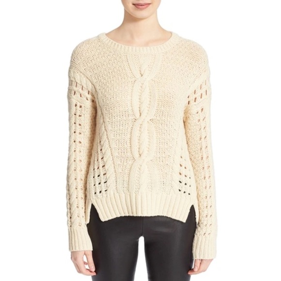 Vince Sweaters - Vince • Garance Doré Cable Openwork Yak Wool in Wheat